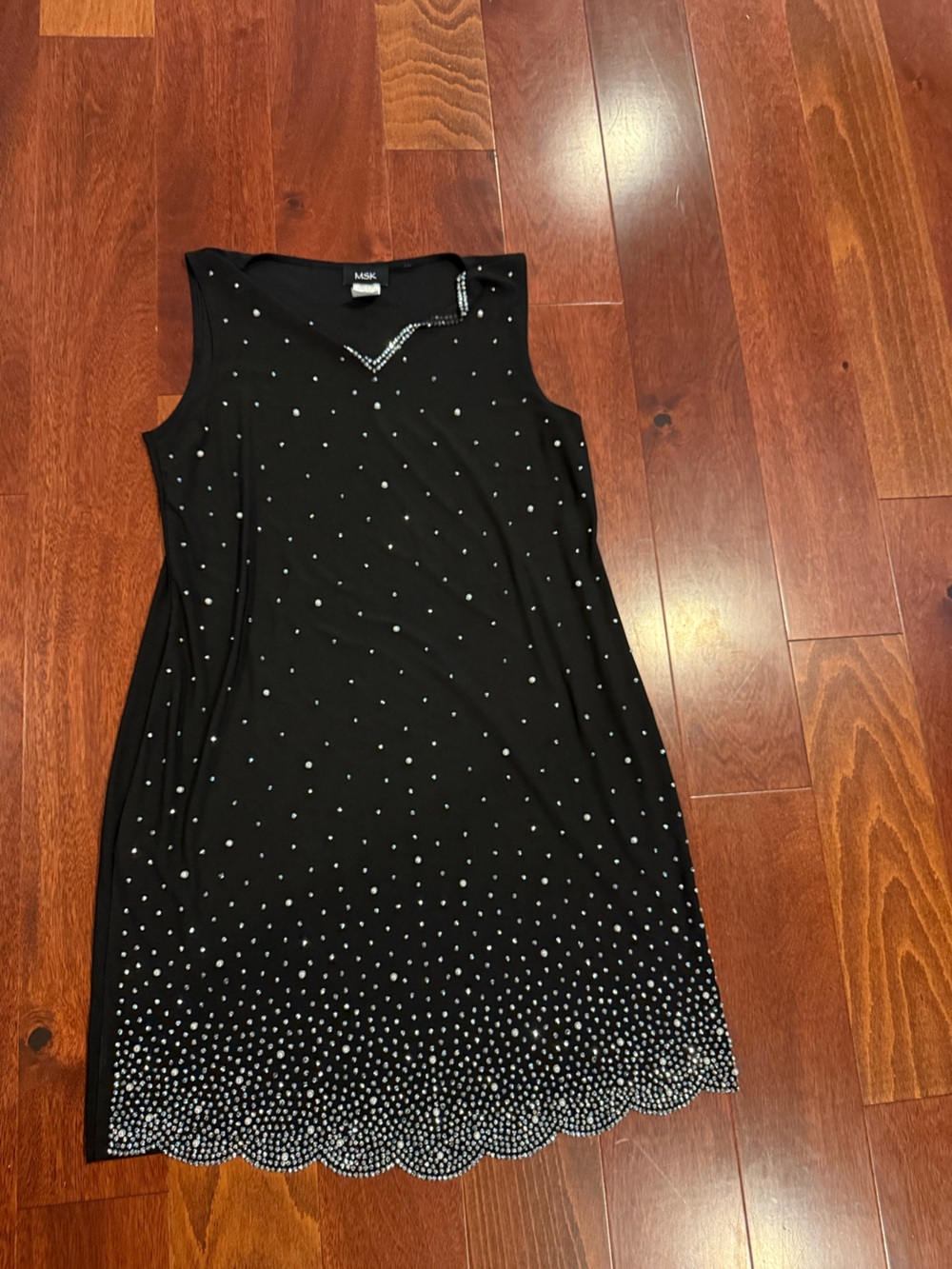 MSK Black Sleeveless Beaded A-Line Dress